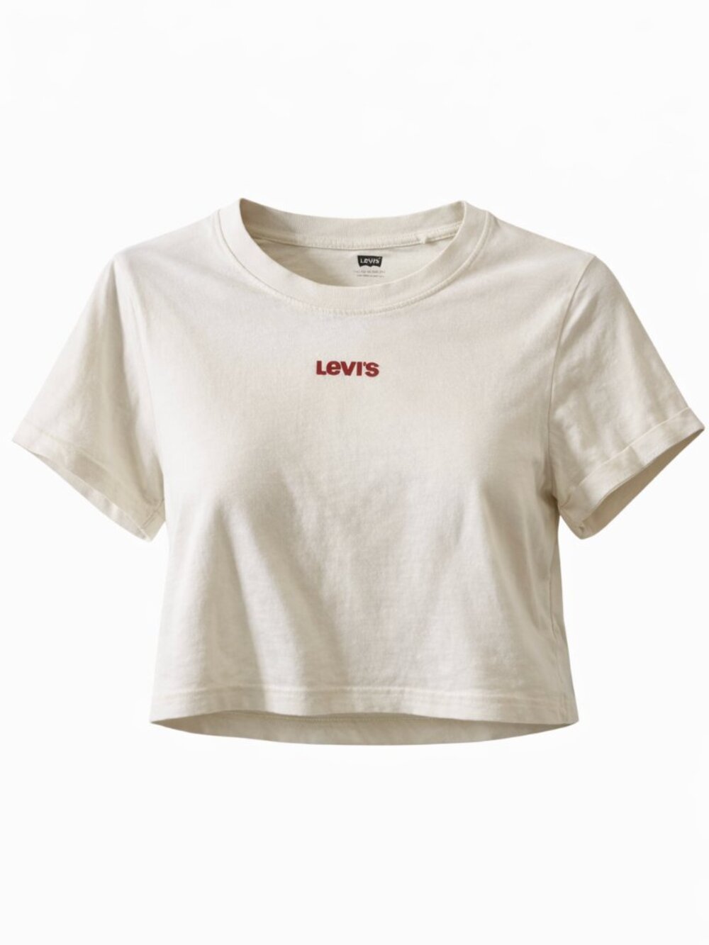 🪩 2/20 Levi's White Red Logo Cropped Baby Tee Size Large